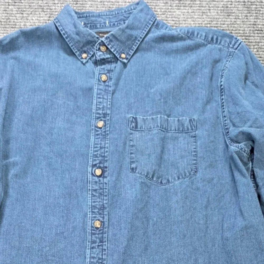Banana Republic Untucked Slim Fit Denim Shirt Men's Size XL Blue Long Sleeve